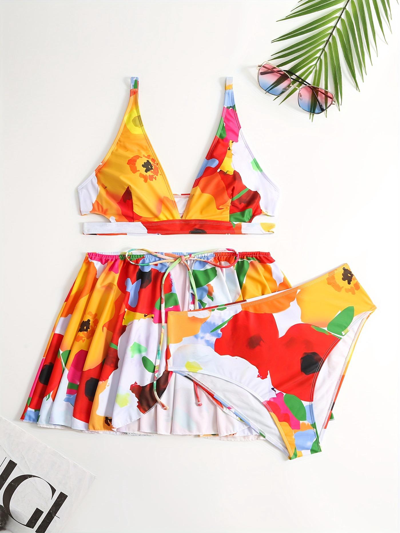 

Plus Size Sexy Three-Piece Bikini Swimsuit for Women - European & American Style, Hot Spring Swimwear 4XL
