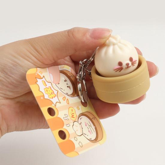 1/2/3 Stück Schlüsselanhänger Anhänger Stressabbau Spielzeug Mini Dampfbrötchen Tasche Anhänger Weich Elastisch Quetschen Dekompression Schlüsselanhänger