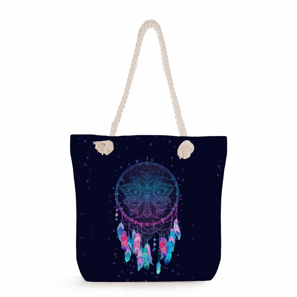 Dreamcatcher print thick rope single-shoulder beach bag 7309 KTB