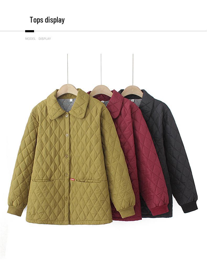 Plus Size Lightweight Cotton Padded Jacket for Autumn/Winter - Middle-Aged & Elderly Women's Outerwear