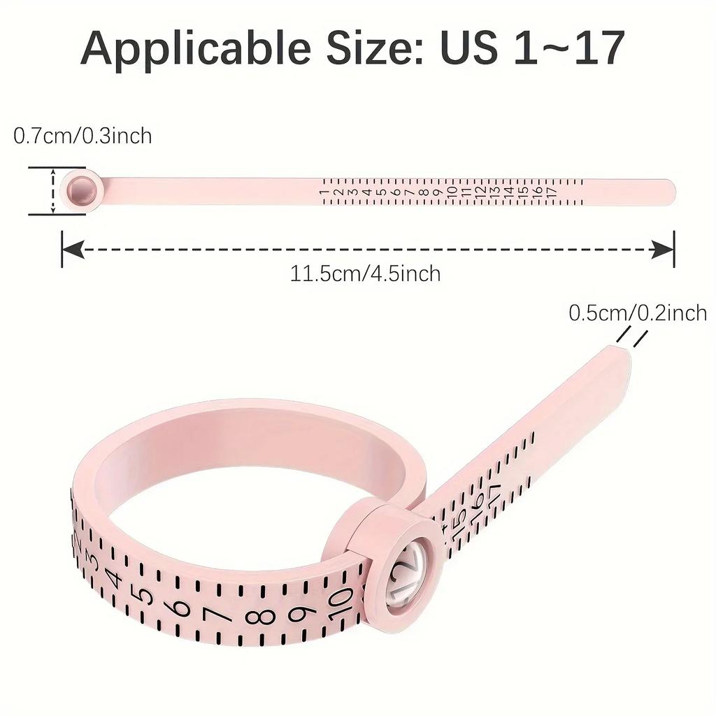1pc 1-17mm Ring Dimender American Measuring Tool with Magnifying Glass Ring Measuring Tape Ring Soft Ruler