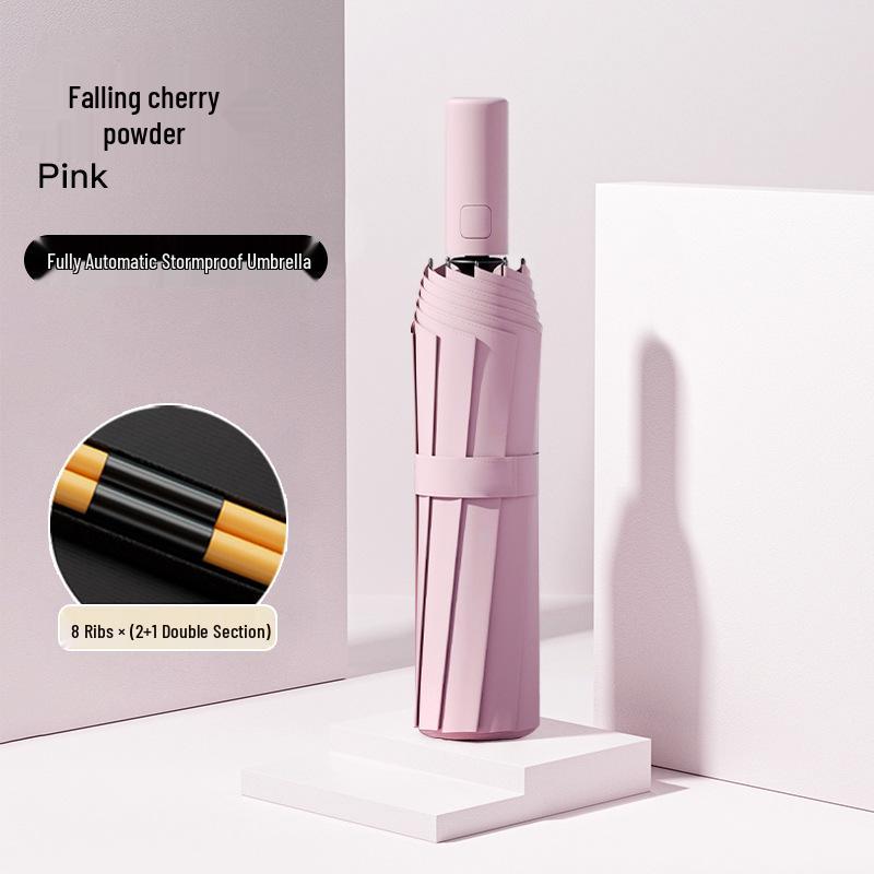 Automatic Buckle Women’s Umbrella: Windproof, Reinforced, Sun & Rain UV Protection