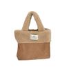Stylish Brown Plush Tote Bag For Women Large Capacity Soft Casual Commuter Handbag