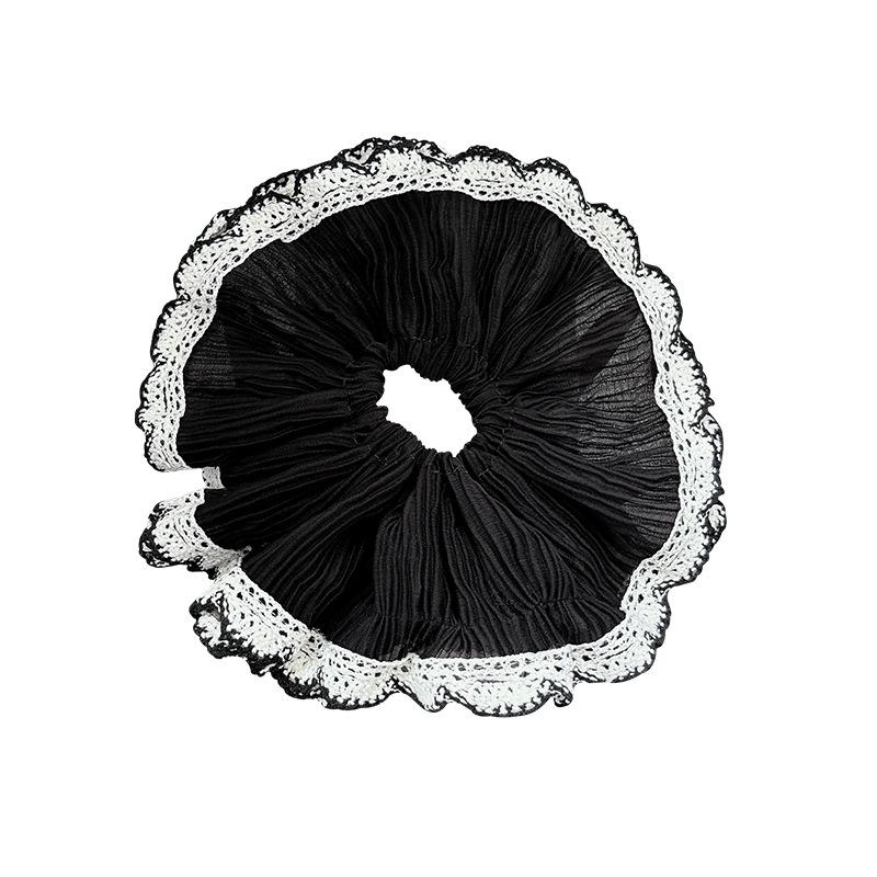 Französisch elegant romantisch kantenbesetztes Netz großes Darm-Haarband weiblich elegant gefranst Perle schadet dem Haar nicht und halb gebundenes Haar