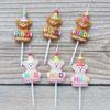 Cartoon 3 Little Bear Birthday Candles HBD Brown Cute Party Hat Little Bear Children's Cake Candle Decoration