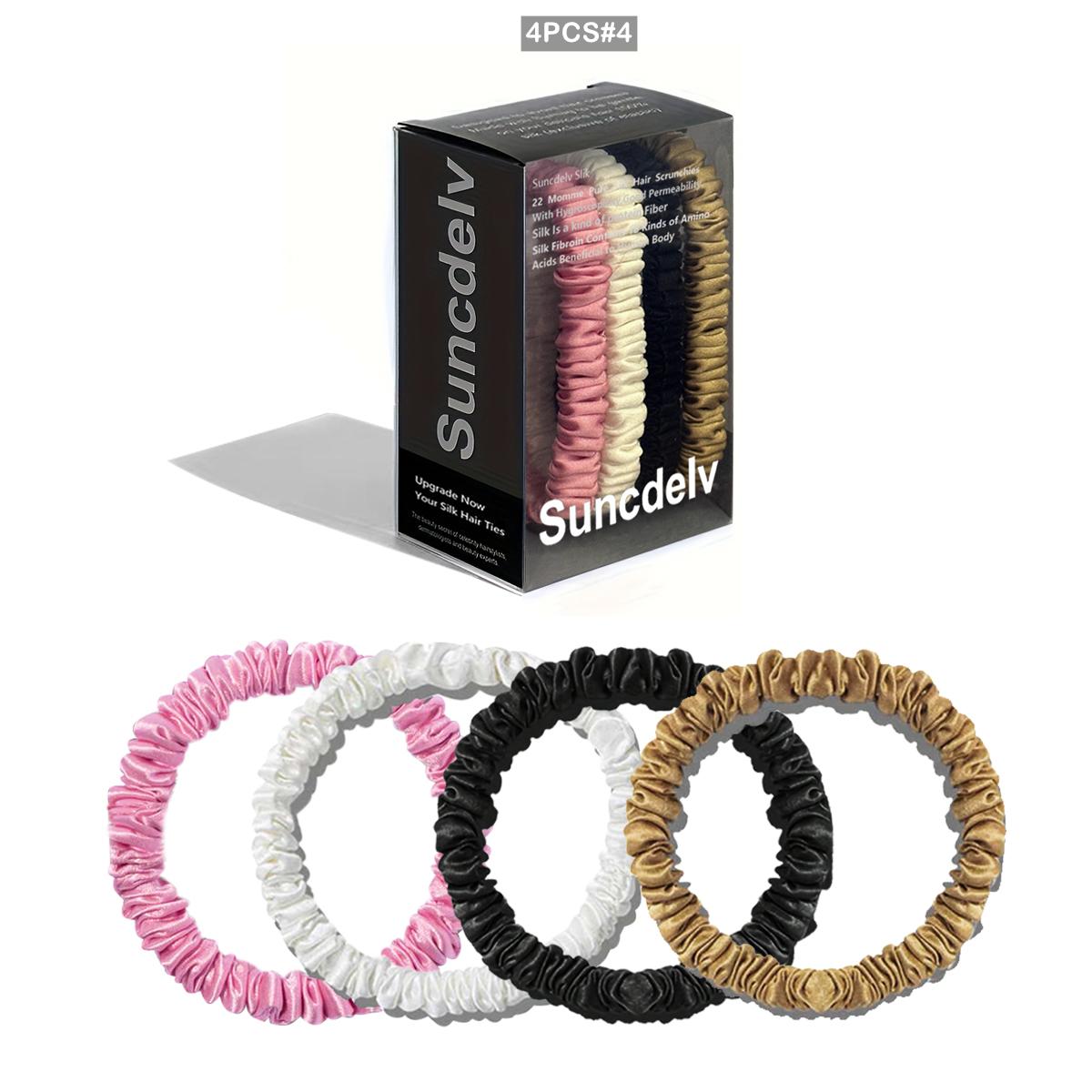 

100% натуральный шелк однотонные резинки для волос высокого качества резинки для волос 22Momme женские большие повязки для волос аксессуары для волос 4 шт коробка