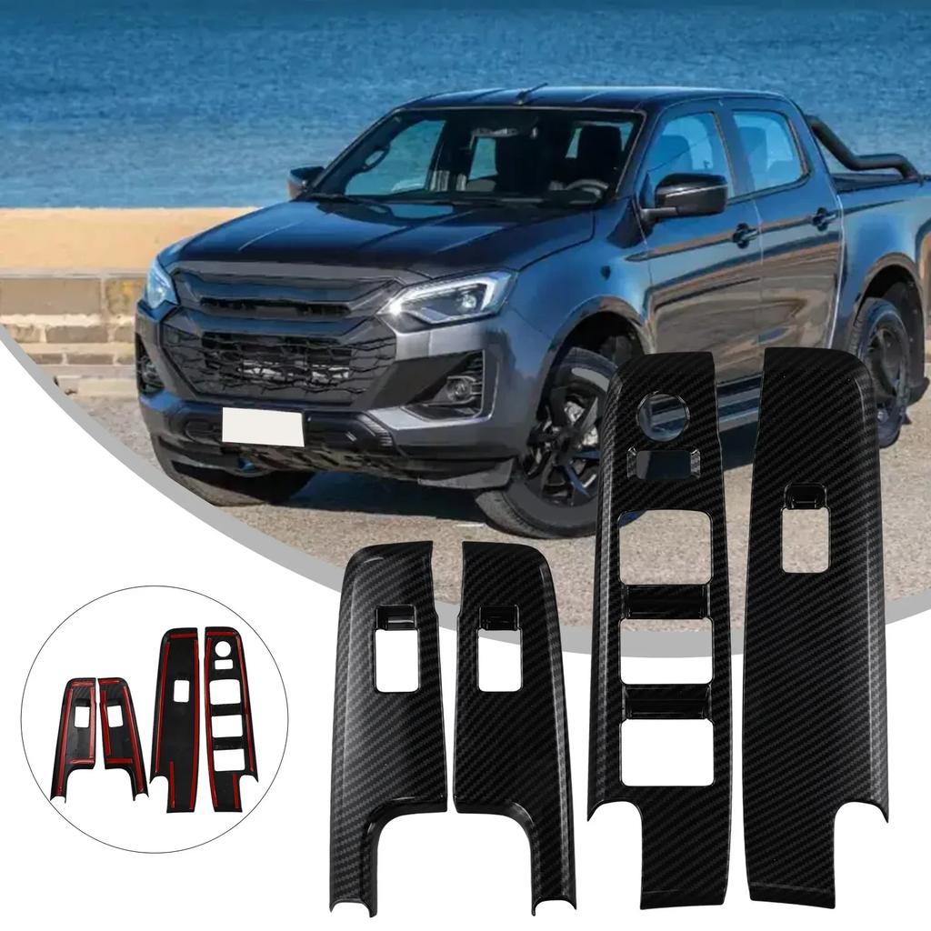 Werten Sie Ihren Isuzu dMax mit einer Carbonfaser-Fensterheber-Schalterpanel-Verkleidung auf, die speziell für Modelle von 23 bis 24 entwickelt wurde