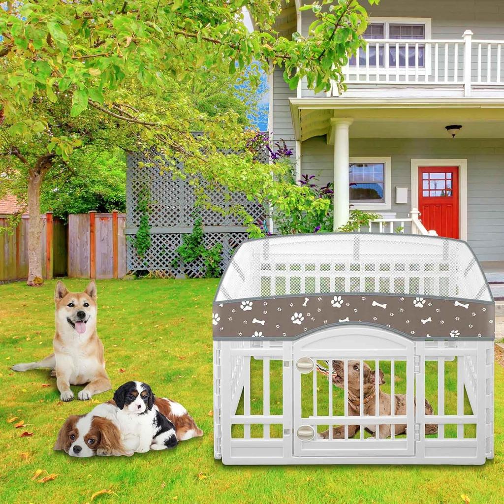 Dog Playpen Mesh Top Lid Fits for 36 Inch 4 Panels Regular Square Plastic Exercise Pet Pen, Breathable Pet Playpen Shade Cover for Dog Crate Pad ,