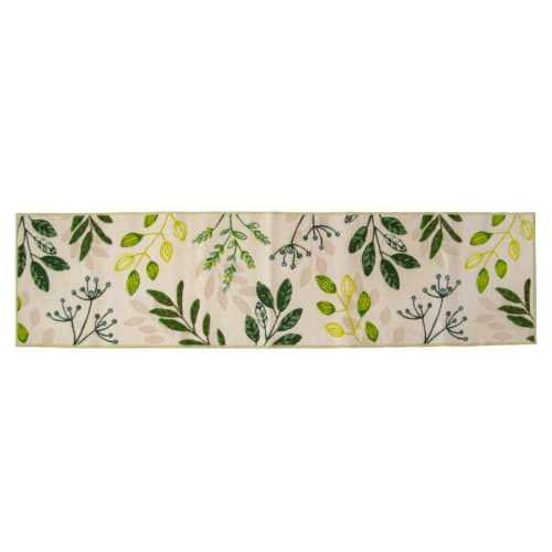 OKA Leaf Breath Kitchen Mat, Approx. 45cm x 180cm, Green (Washable, Antibacterial, Boshu, Non-Slip, Refreshing)