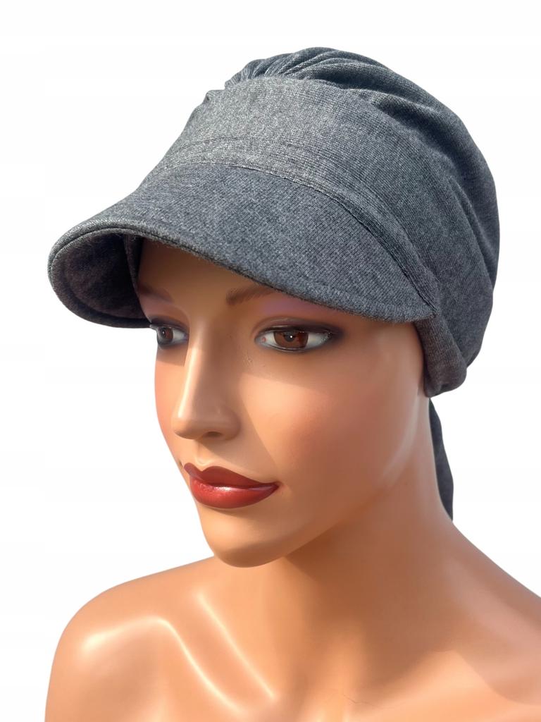 Women' Headscarf Tess with a Visor Basalt Made of Warm Sweater Viscose
