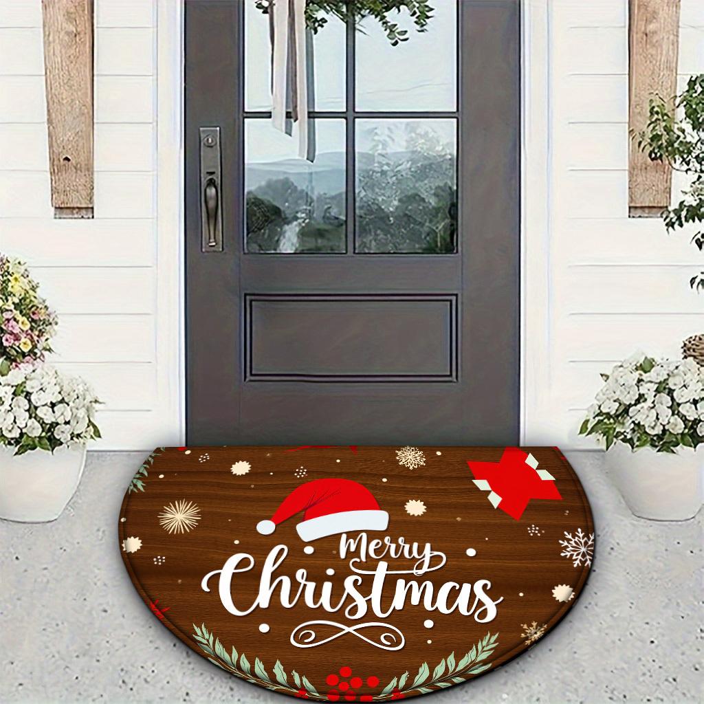 Christmas Themed Semi Circular Entrance Doormat Hallway Rug Non Slip Carpet Living Room And Bedroom Festive Decoration