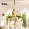 Small Herbaceous Plant Container Ballet Dancer & Mermaid Hanging Planter, Resin Shell-Shaped Flower Pot with Metal Chains, Lightweight Basket