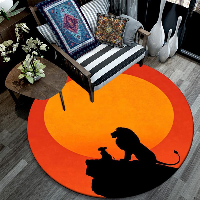 Lion pattern round rug,Carpet Rug for Living Room Bedroom Playroom ,Non-slip Floor Mat,Holiday Gifts and Birthday Gifts.