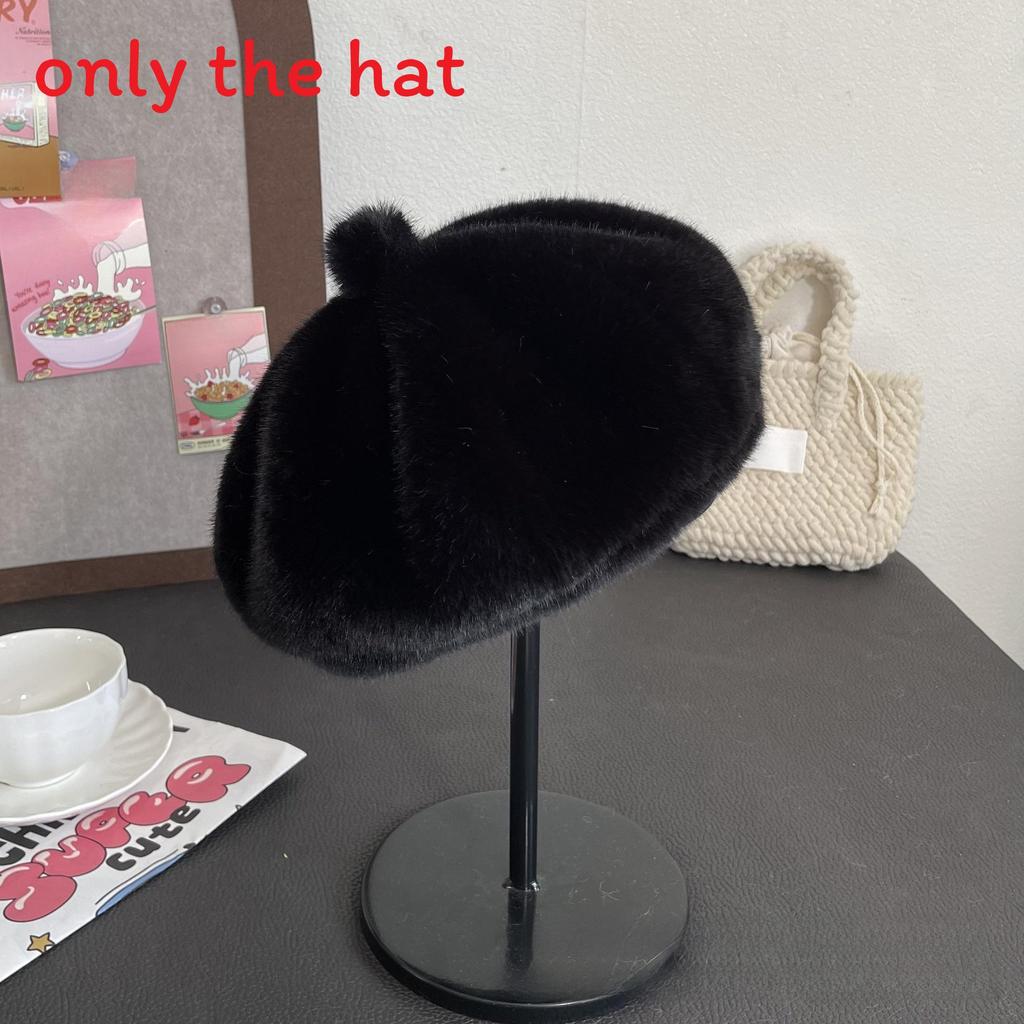 Восьмиугольная шапка однотонная теплая утолщенная зимняя мода для женщин Black