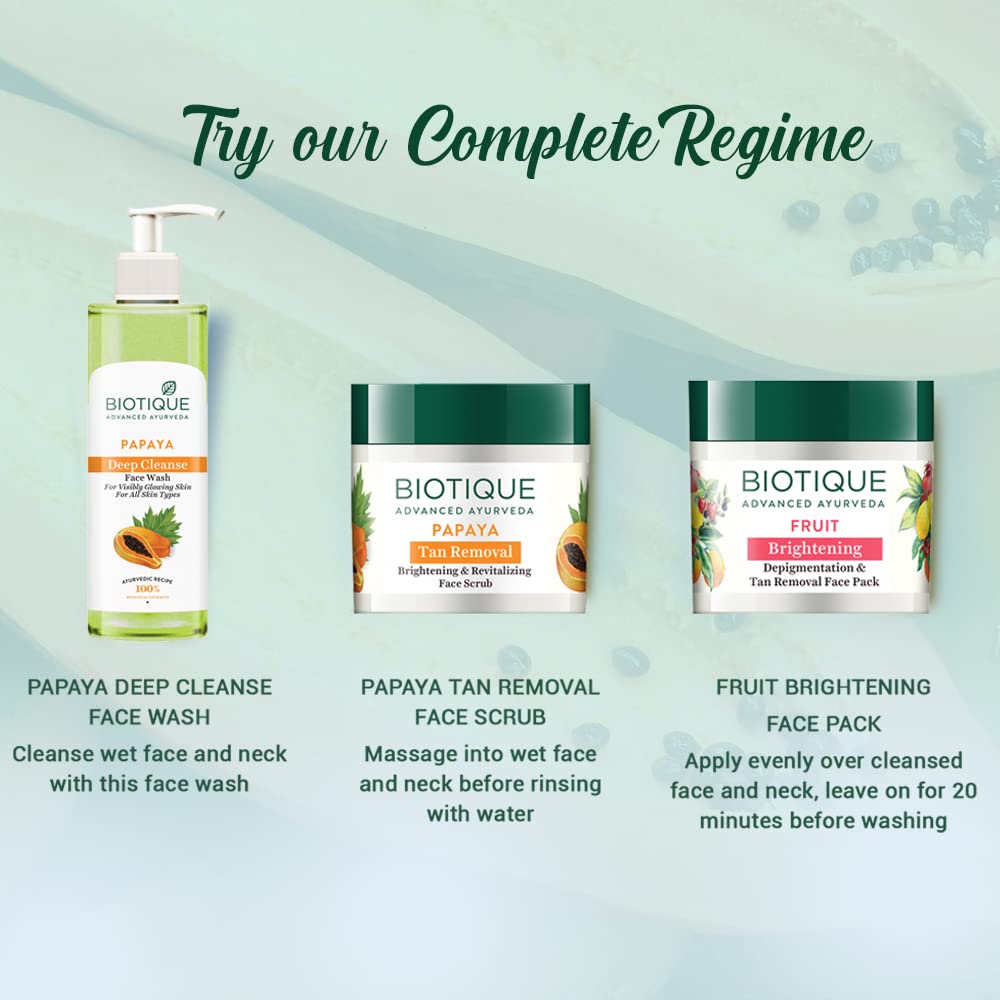 Biotique Papaya Face Wash For Glowing Skin Deep Cleanse 200ml Gentle Exfoliation All Skin Types Natural Botanicals