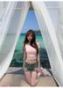 New summer lace front shoulder slim fit sweet spice high street short pure desire short sleeve t-shirt top