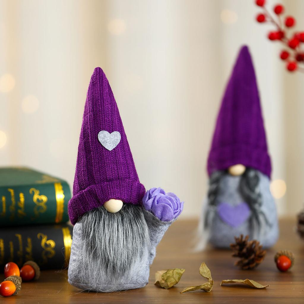 Christmas and Valentine's Day Decorations Purple Knitted Hat Doll Decoration Lavender Spring Fall Faceless Doll