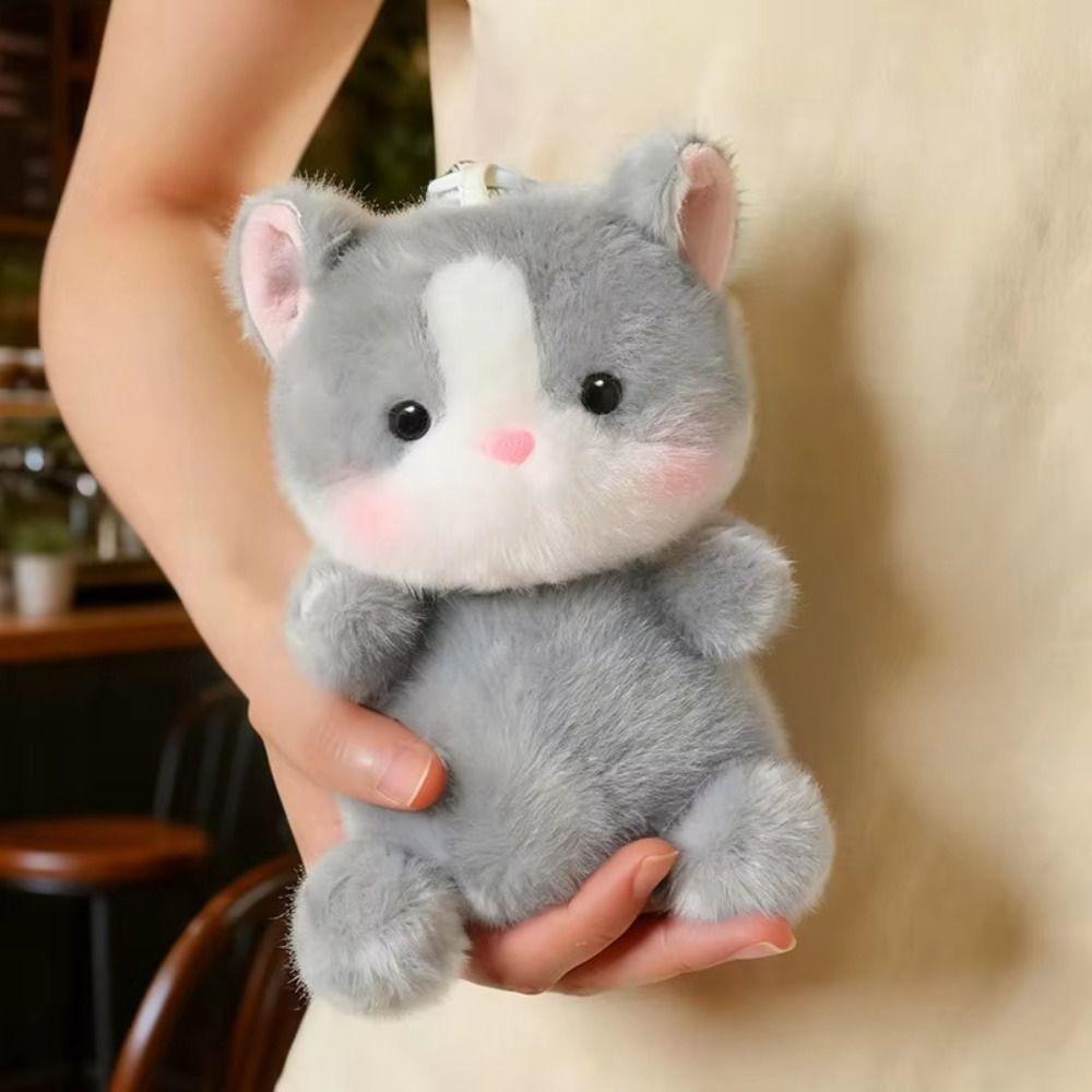 15cm Cat Plush Keychain Fluffy Kitten Pendant Cute Kitten Cat Stuffed Keychain  Desk Decor