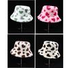 Warm Plush Bucket Caps with Heart Pattern Fashion Winter Autumn Casual Wear Fisherman Hat for Women Girl Outdoor Activity