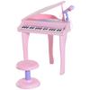 Tastiera per Bambini con 37 Tasti, Pianoforte con Sgabello e Microfono, Modalità di Apprendimento LED, Registrazione, Strumento Musicale Pianoforte per Bambini di 3-6 Anni Rosa