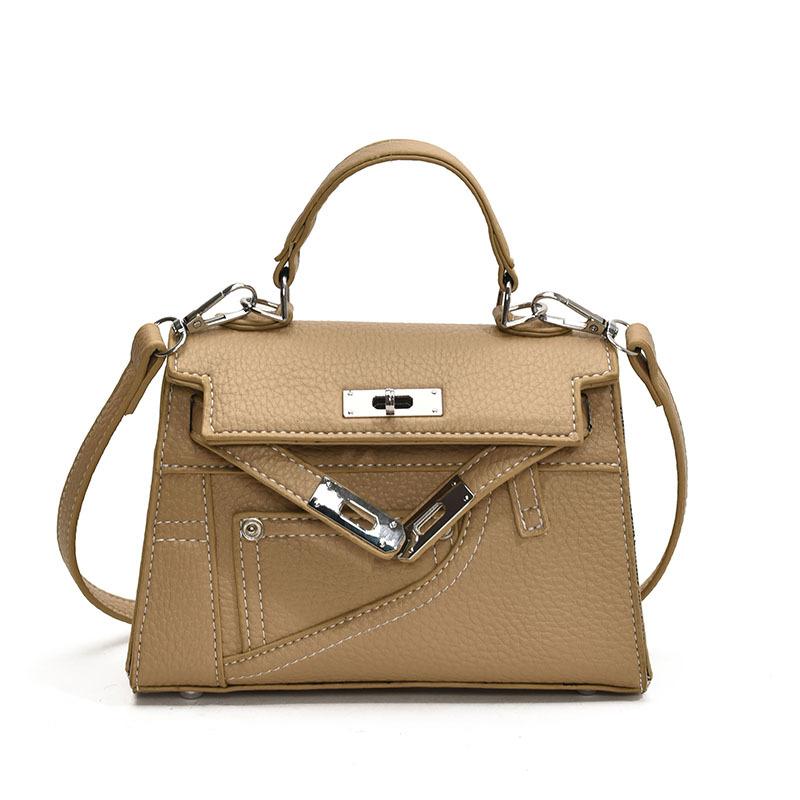 

Hot Sale Casual Versatile Solid Color Lychee Pattern Portable Kelly Bag Temperament Advanced Commuter Messenger Women s Bag хаки