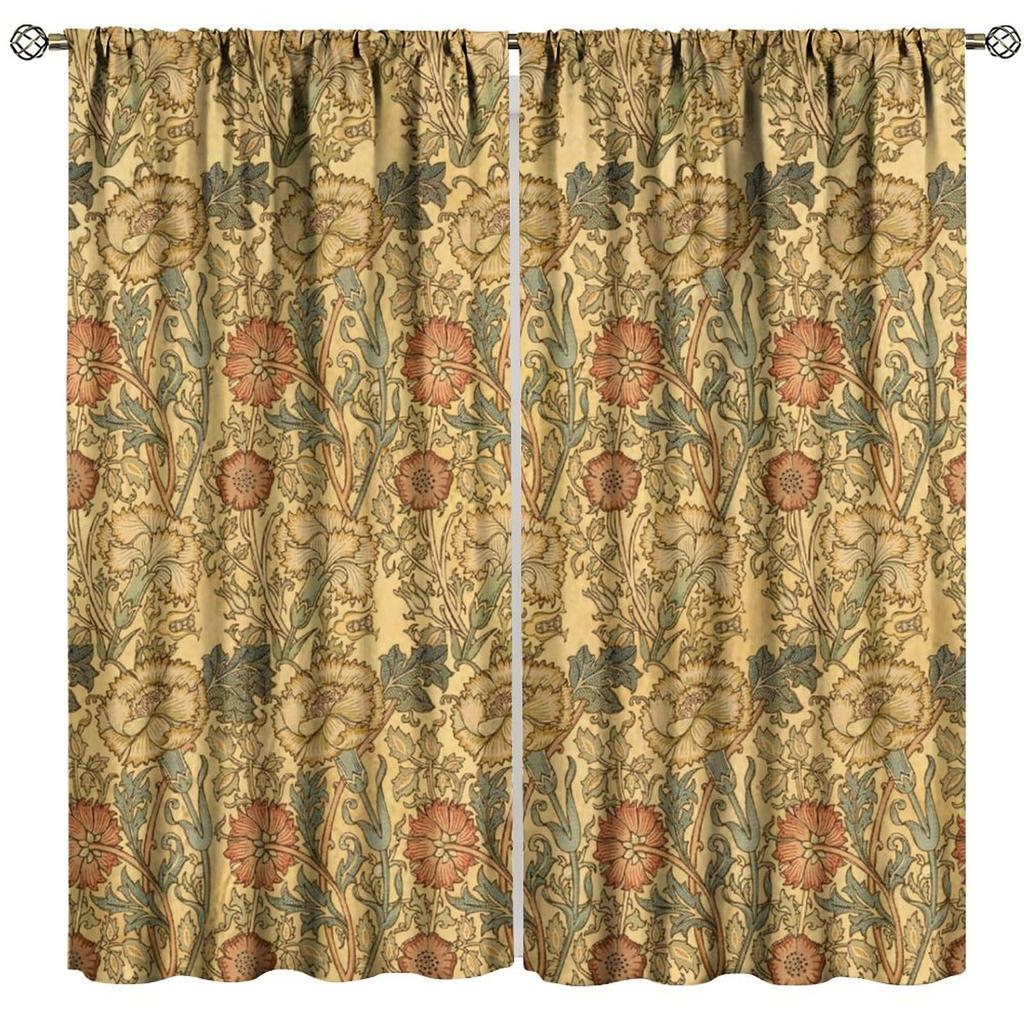 Tenda Retro Finestre William Morris con Motivo Botanico, Tenda Oscurante William Morris Arte Floreale 2 Pannelli