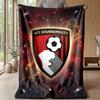 Bournemouth Football Print Flannel Blanket, Soft Warm Lightweight Throw Blanket for Sofa Bed Camping