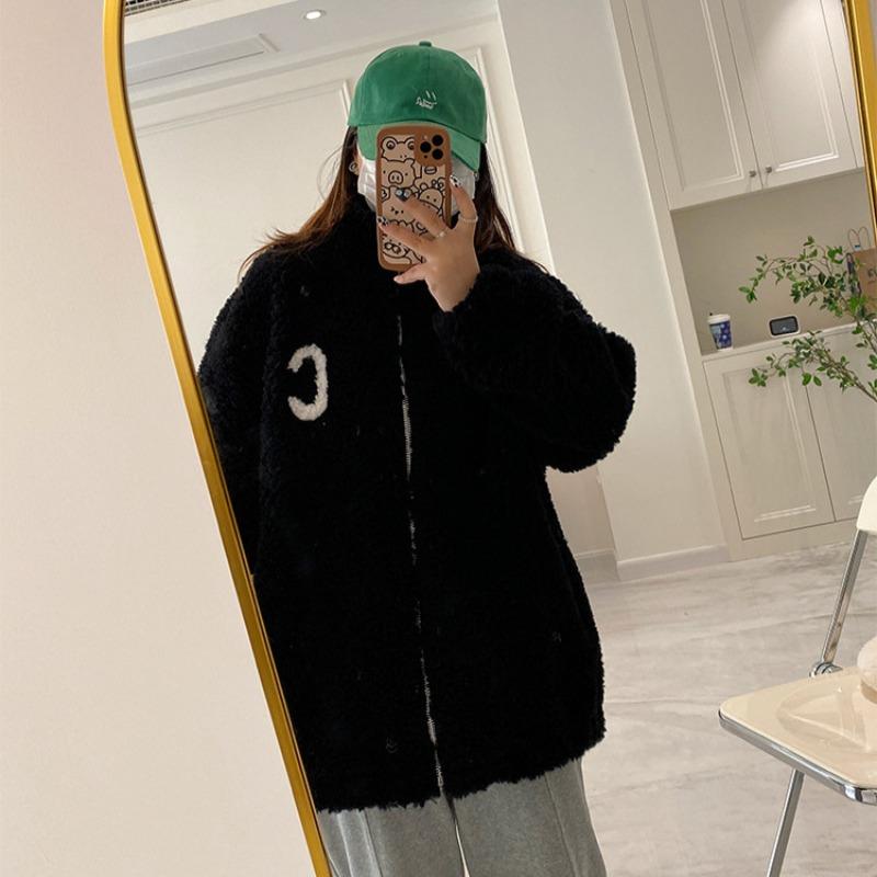 Double-sided Coral Fleece Jacket Women's Autumn and Winter Casual Fleece Thickened Fleece Jacket Warm Outer Cardigan Loungewear Top