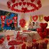 Valentine's Day Balloon Set Red Heart Balloon Simulation Petals for Valentine's Day Proposal Wedding Romantic Decor