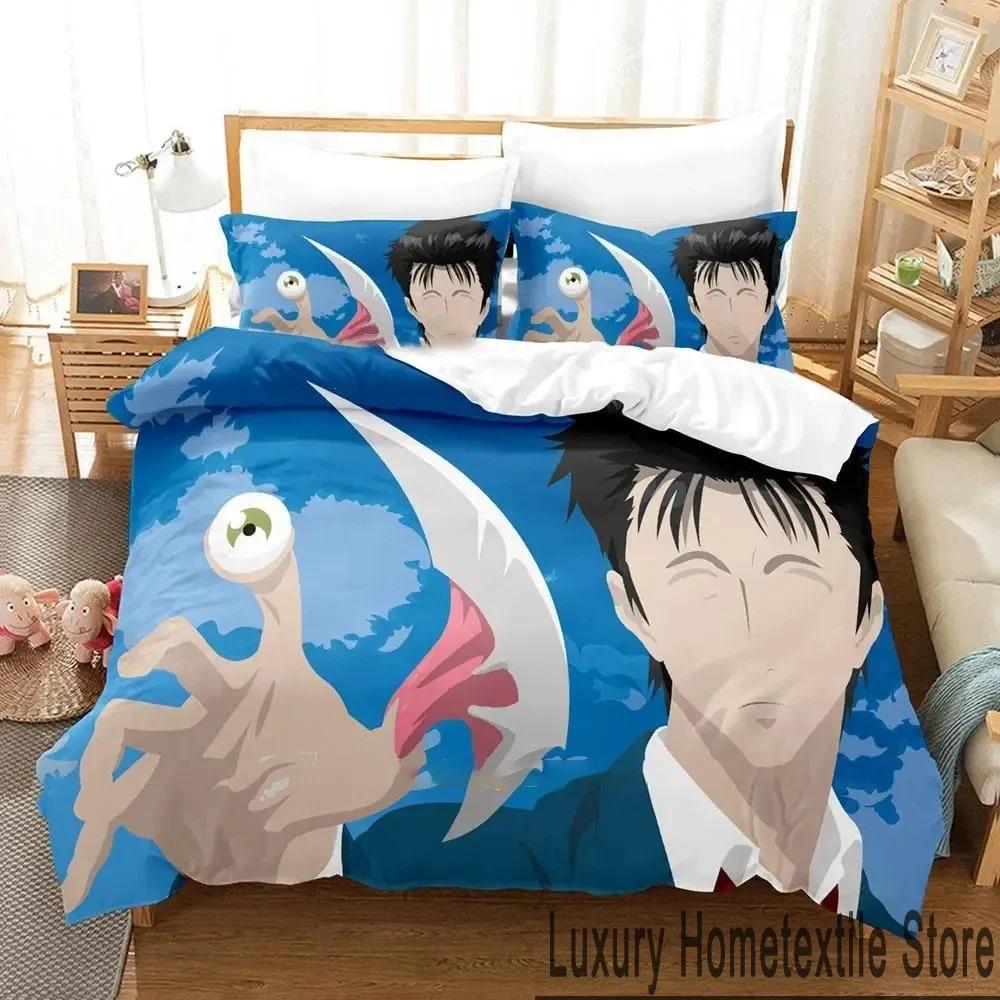 Stylish Breathable King Queen 3D Print Anime Parasyte Bed Size Boys Adult Quilt Comforter