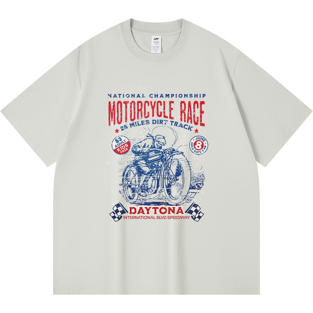

230GSM 100% Cotton T-Shirt Retro Motorcycle Race Dirt Track Print Tees Funny Harajuku Style Combed Cotton Tshirt XS абрикосовый