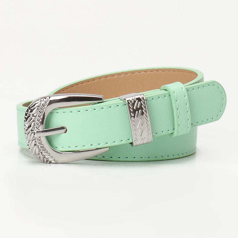 Fashion Womens Faux Leather Belt With Gold Alloy Buckle For Casual And Office Wear