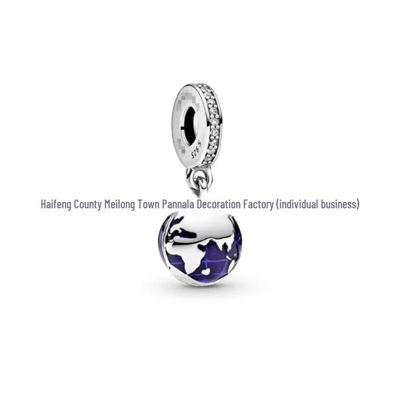 Panjia Blue Series White Copper S925 Silver-Plated Beaded Bracelet with Pendant DIY Accessories