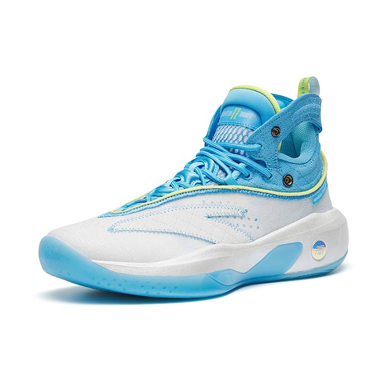 New ANTA KT8 Basketball Shoes Men High Top ANTA White/Clear Spring Blue/Sunshine Yellow 112241101-1