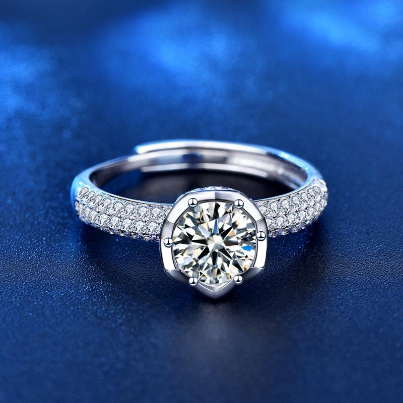 Lindon Women Classic 925 Sterling Silver Moissanite Ring Ladies Jewelry Wedding Promise Party Gift