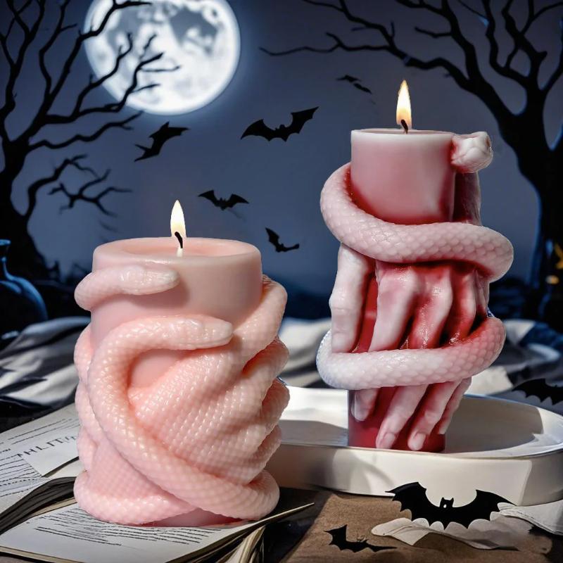 Snake Hand Wrap Halloween Candle Mold DIY Aroma Candle Plaster Ornament Silicone Molds Handmade Soy Wax Candle Making Supplies