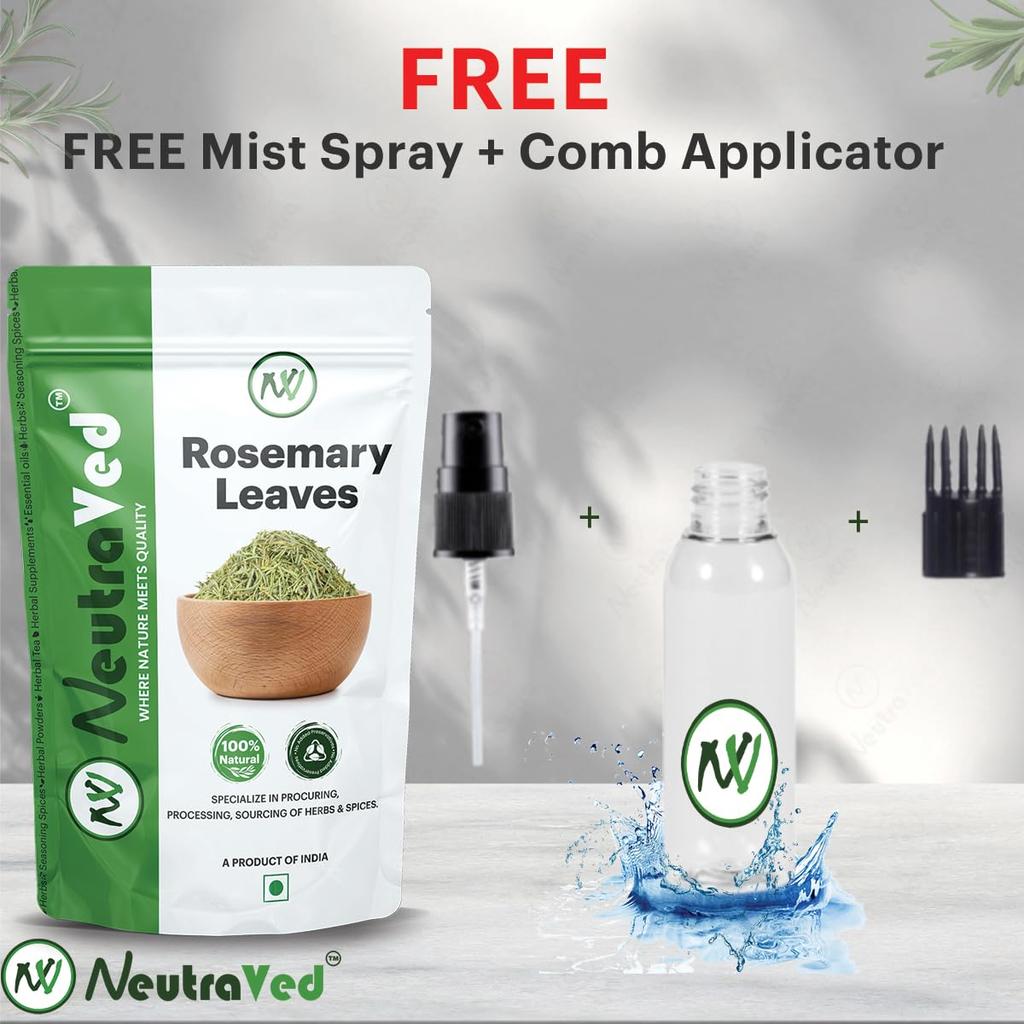 NeutraVed Rosemary Leaves Organic | Rosemary Dry Leaves for Hair Growth, Stronger Strands & Natural Hair Nourishment, Food Grade | Includes Mist Sp