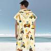 Construction Vehicle Hooded Towel Single Sided Print Soft Microfiber Absorbent Beach Towel For Pool Beach Bath Time Playful Gift