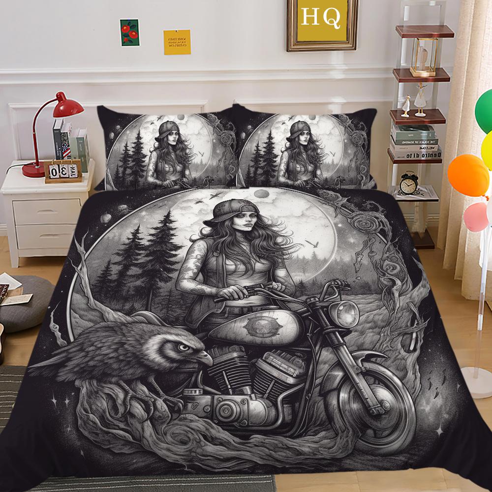 Beauty Skull Printed Comforter Cover Set Twin Size Polyester Home Bedclothes Highend Soft Duvet Cover Set