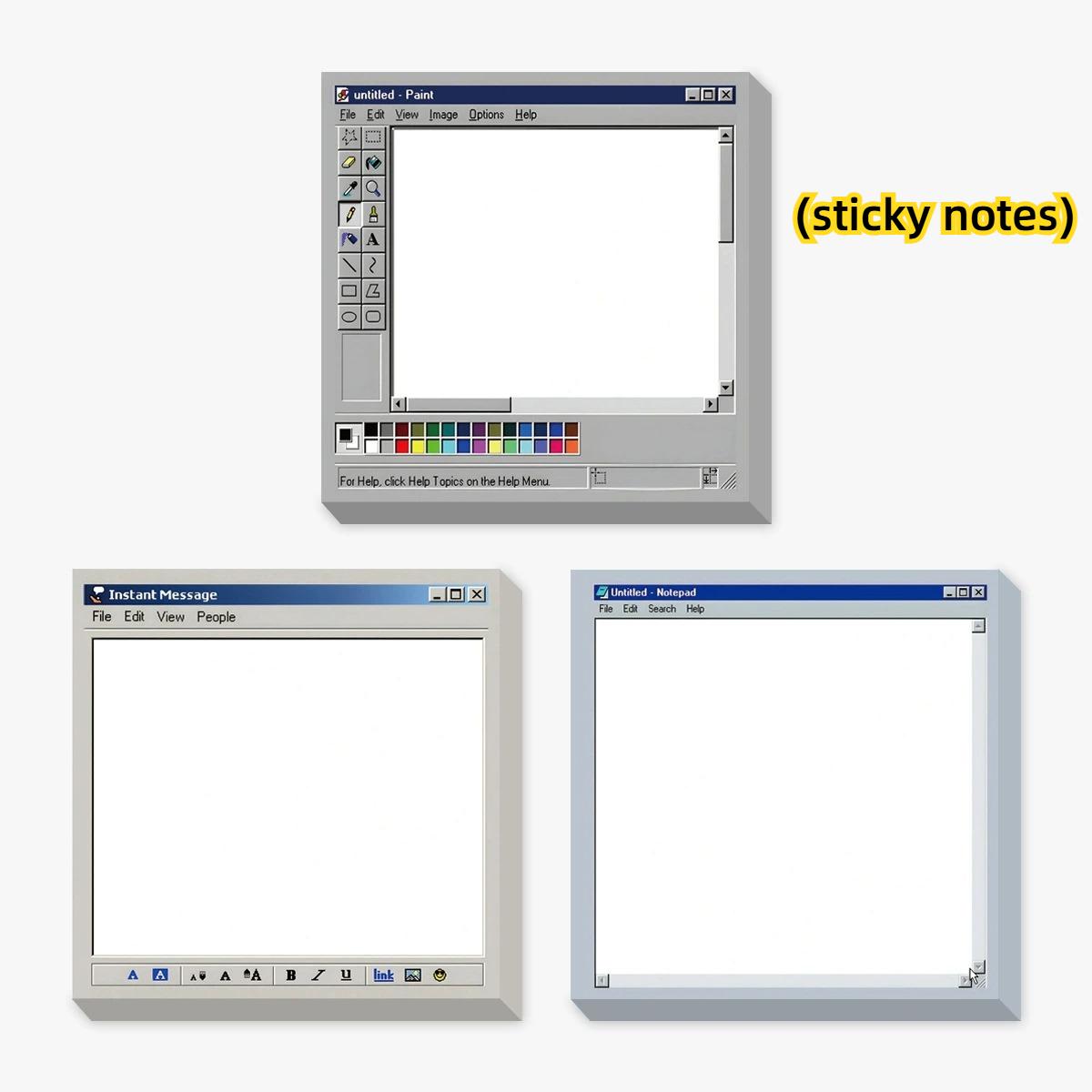 

Sticky Notes3 Type 150Sheets Retro Computer Drawing Pad Square Design Perfect for Artists and Office Use Ideal for Creating
