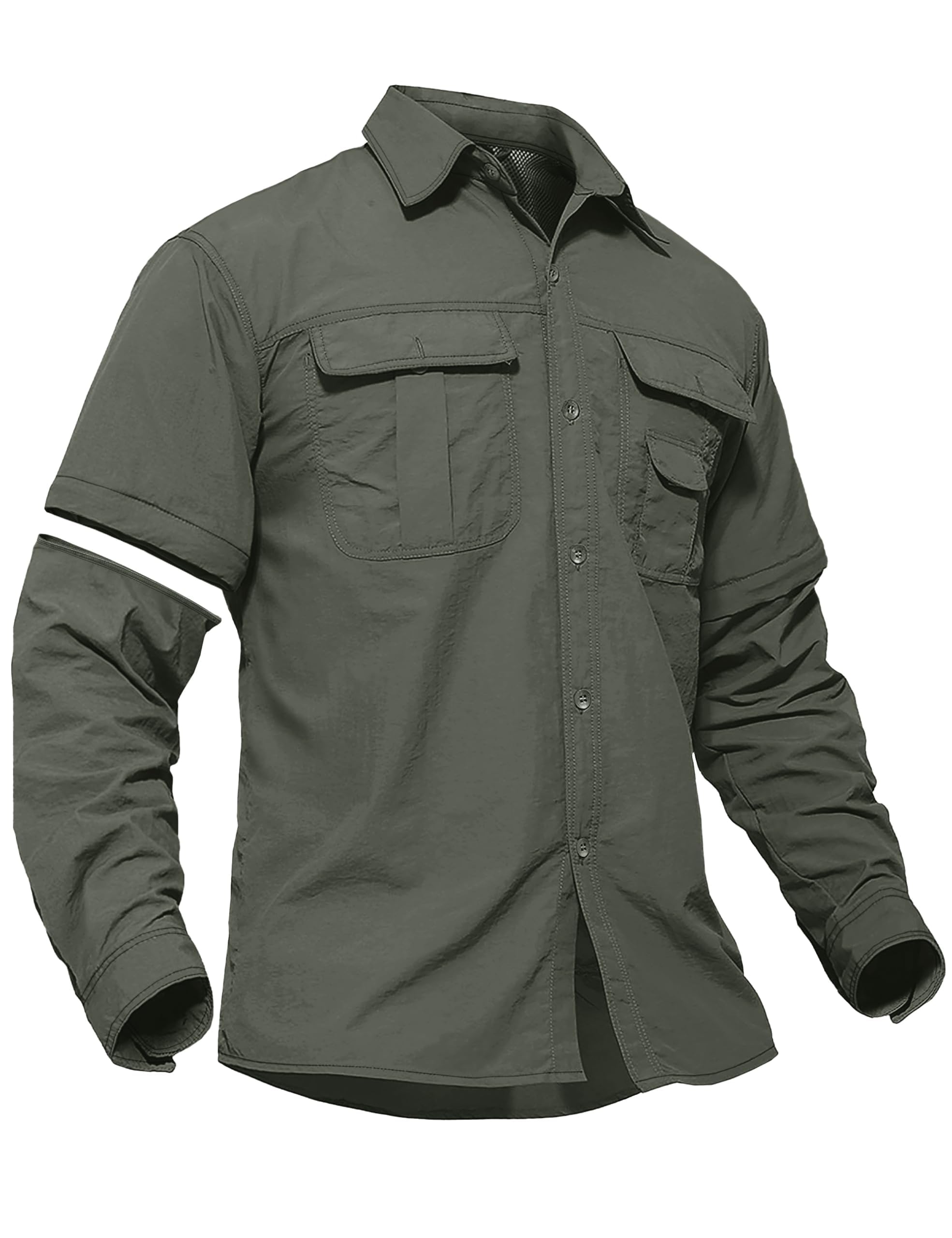 

[TACVASEN] Men s Military Shirt, Sportswear, Golf Combat Shirt, Breathable, Dress Shirt, Commuting, OD Green, XL