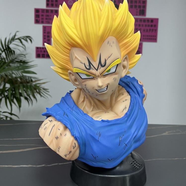 Majin Vegeta Headshot Sculpture with Musical Base & 7 Dragon Balls