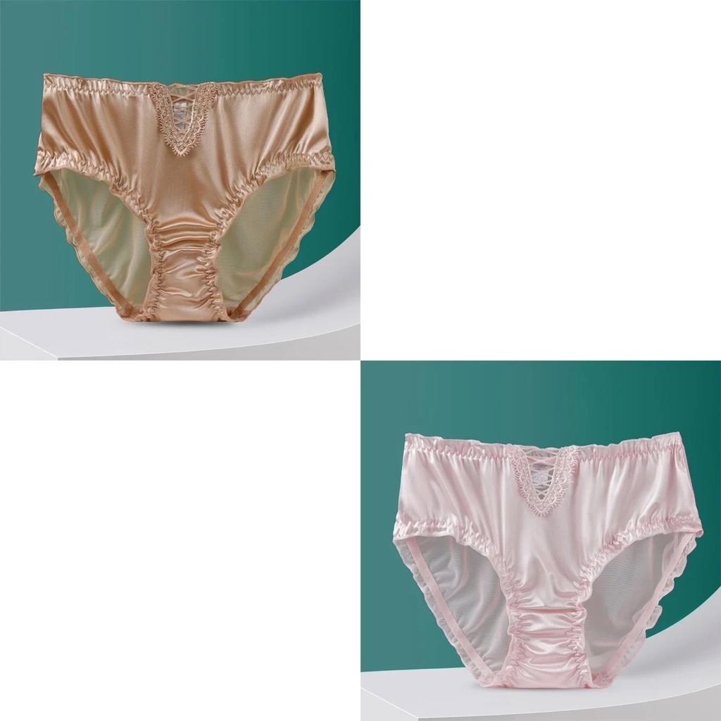 2pcs of Plus Size Female Summer Sexy Hollow Lace High Waisted Non Mark Breathable Triangle Briefs