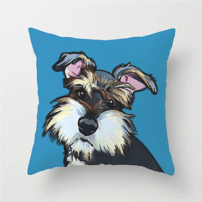 

Schnauzer Cushion Pillow Pet Dog Car Cushion Schnauzer Dog Sofa Cushion Office Cushion linen-45x45cm double-sided [without pillow core]