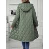 VEZFAA Women's Fashion Casual Fall Winter Solid Color Print Long Sleeve Jackets & Coats Down Coats
