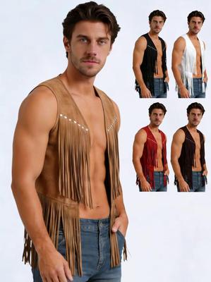 2026 Men's Western Suede Tassel & Stud Buckle Vest