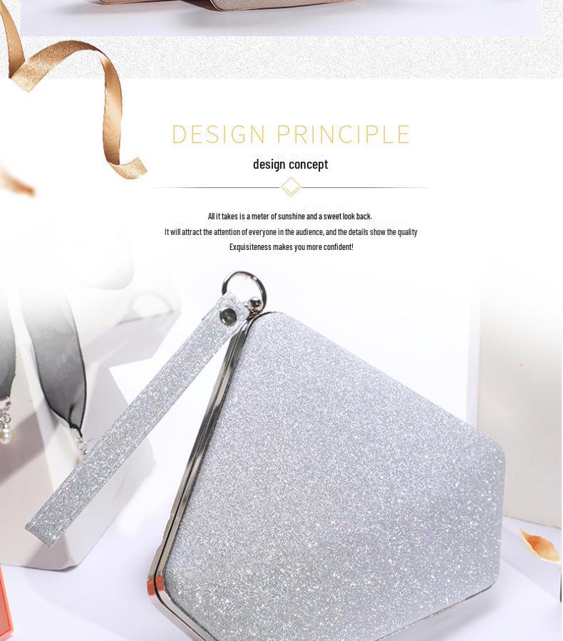 Trendy French Reflective Sequin Evening Bag – Stylish Handheld & Shoulder Bag for Weddings & Makeup