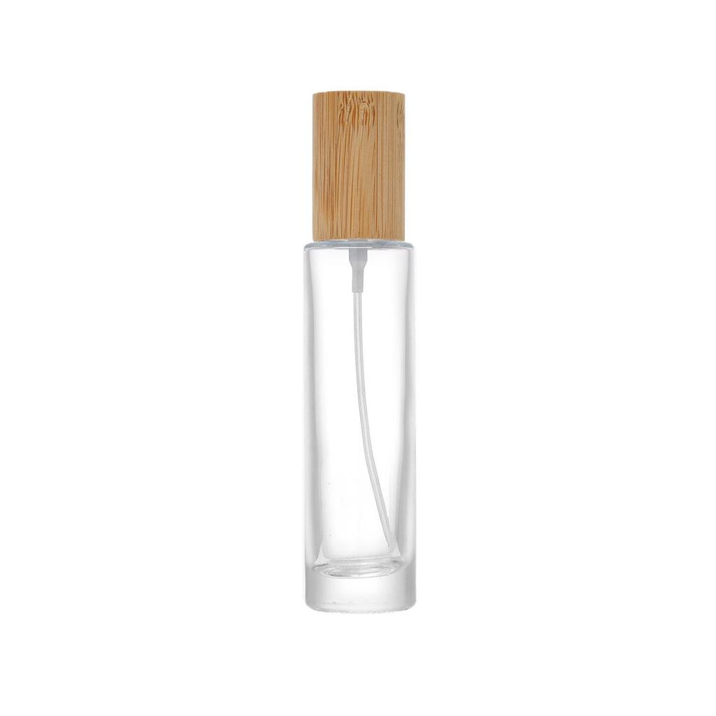 Transparent Glass Perfume Decanter with Bamboo Lid - Portable High-End Sample Bottle