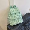 Down Pleated Backpack Women's Bag Cross-border Cloud New Large-capacity Simple Plaid Puff