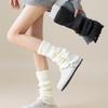 Flap Rhombus Twist Vertical Pattern Medium Tube Leg Guard Leg Cover Women'S Autumn And Winter Stacking Socks Cover Knitted Thick Lace Calf Socks